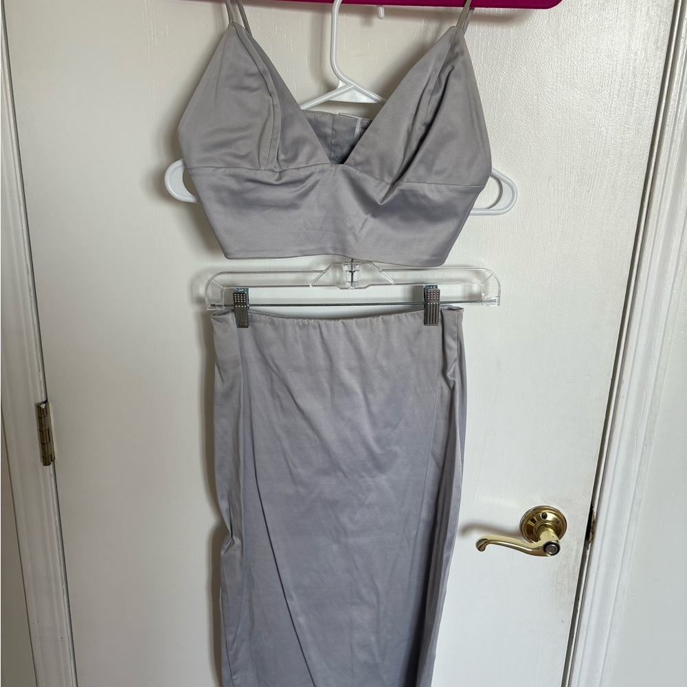 Elegant Gray Two-Piece Set